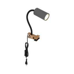 Lampă flexibilă cu clemă ROBBY 1xGU10/25W/230V neagră/maro Globo 57911KG