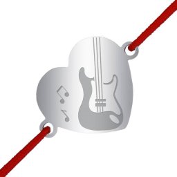 Martisor Bratara Inox Inima Argintie Muzica Chitara