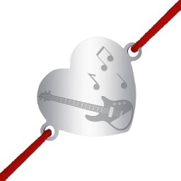 Martisor Bratara Inox Inima Argintie Muzica Chitara Electrica