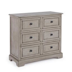 Comoda cu 6 Sertare din Lemn Masiv si MDF Gri Patinat Margaret Bizzotto, Dimensiuni 75x32x70 cm