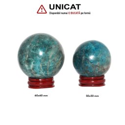Sfera Apatit Albastru Druzy Mineral Natural - 50-60 x 50-60 mm - 1 Buc