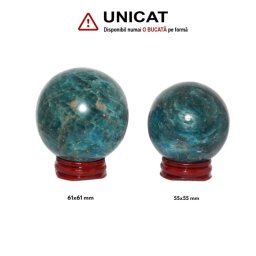 Sfera Apatit Albastru Druzy Mineral Natural - 55-61 x 55-61 mm - 1 Buc