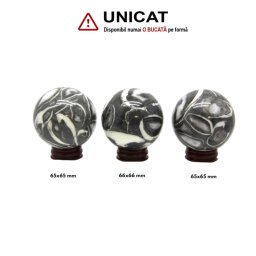 Sfera Coral Fosilizat si Agatizat Mineral Natural - 65-66 mm - Unicat