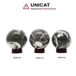 Sfera Coral Fosilizat si Agatizat Mineral Natural - 65-62 mm - Unicat