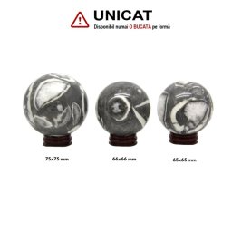 Sfera Coral Fosilizat si Agatizat Mineral Natural - 65-75 mm - Unicat