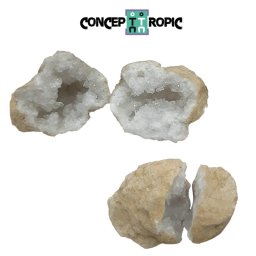 Geoda de Cuart Alb Natural 104 x 71 x 51 mm - ( XXL ) - 1 Pereche