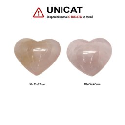 Inima Cuart Roz Mineral Natural - 58-60 x 70-73 x 27 mm - (XXL)