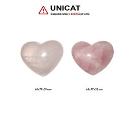 Inima Cuart Roz Mineral Natural - 62-65 x 77 x 32-39 mm - (XXL)