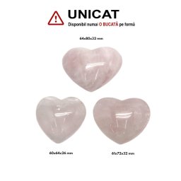 Inima Cuart Roz Mineral Natural - 60-64 x 64-80 x 26-32 mm - (XXL)