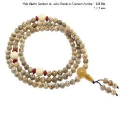 Mala Samburi de Lotus Rotund si Accesorii Acrilice - 108 Bile - 8 x 8 mm