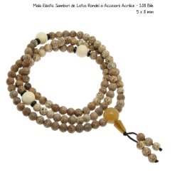 Mala Samburi de Lotus Rotund si Accesorii Acrilice - 108 Bile - 8 x 8 mm