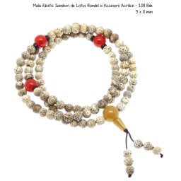 Mala Samburi de Lotus Rotund si Accesorii Acrilice - 108 Bile - 8 x 8 mm