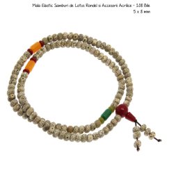 Mala Elastic Samburi de Lotus Rondel si Accesorii Acrilice - 108 Bile - 6 x 8 mm
