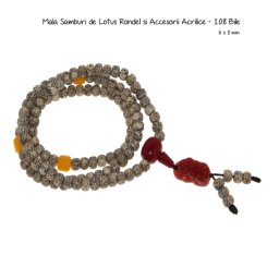 Mala Samburi de Lotus Rondel si Accesorii Acrilice - 108 Bile - 6 x 8 mm
