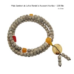 Mala Samburi de Lotus Rondel si Accesorii Acrilice - 108 Bile - 6 x 8 mm