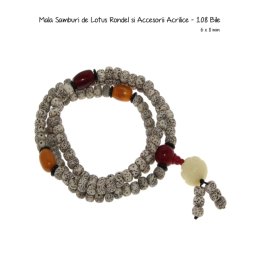 Mala Samburi de Lotus Rondel si Accesorii Acrilice - 108 Bile - 6 x 8 mm