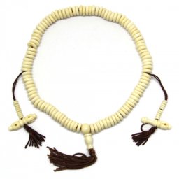 Mala din Os de Yak si Contor Vajra - 108 bile - Disc 10-11 x 3-5 mm - 24 cm