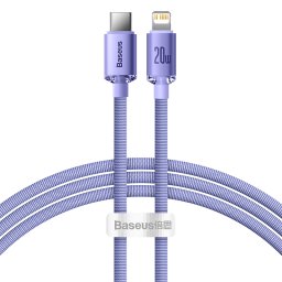Crystal Shine cable USB-C to Lightning, 20W, PD, 1.2m Purple