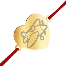 Martisor Bratara Inox Inima Aurie Avion Mic