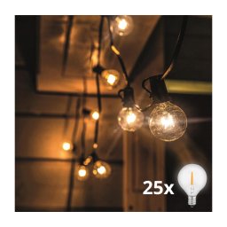 Solight WO794 - Ghirlandă LED decorativă de exterior, 25xE12, 20m, IP44, alb cald