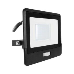 Proiector LED cu Senzor 30W, PIR Cip SAMSUNG, Corp Negru, 4000K, CABLU 1M