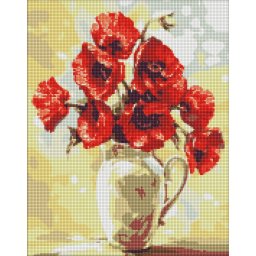 Set goblen cu diamante, cu sasiu, Maci magici, 40x50 cm