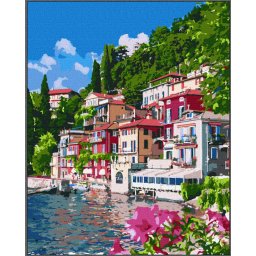 Set pictura pe numele, cu sasiu, Lacul Como, 40x50 cm
