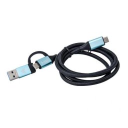 Cablu de date i-tec USB-C - USB-C + USB-A, 1m, Negru-Albastru