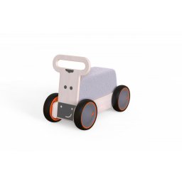 Jucarie din lemn 3 in 1 Vacuta DriveMe Soft: masinuta ride-on, premergator si carucior de jucarii MamaToyz