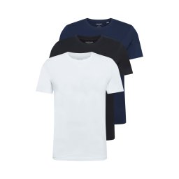 JACK & JONES Tricou albastru noapte / negru / alb