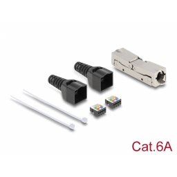 Set cupla RJ45 LSA Cat.6A toolfree pentru fir solid + 2 mansoane, Delock 87064