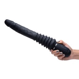 Master Series 10X Thrust Master Vibrating and Thrusting Dildo with Handle Black