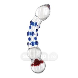 Icicles Dildo Curbat din Sticla cu Textura Nr 18