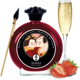 Shunga Pictura pe Corp Comestibila - aroma Capsuni si Sampanie