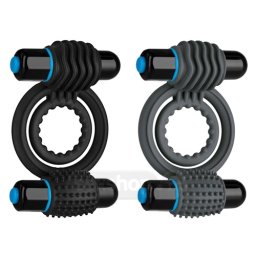 Doc Johnson Optimale Inel de Penis Dublu cu Vibratii - culoare Ardeziu