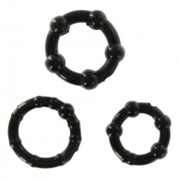 Te Tine Tare Set de 3 Inele pentru Penis - Negre