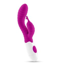 Crushious Gummie Iepuras Vibrator Violet cu 30 de Vibratii si Lubrifiant Gratuit Membrul Striat Ofera Stimulare Intensa
