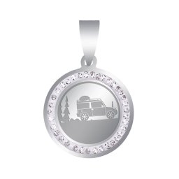 Martisor Pandantiv Inox Banut Pietre Argintiu Masina Calatorie