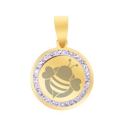 Martisor Pandantiv Inox Banut Pietre Auriu Albinuta