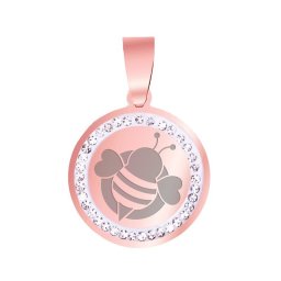 Martisor Pandantiv Inox Banut Pietre Rose Gold Albinuta