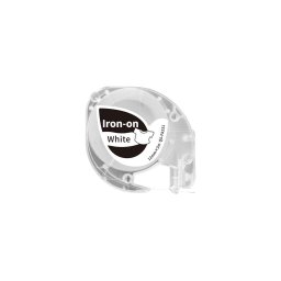 Etichete textile AIMO Iron-On compatibile DYMO LetraTag, 12 mm, negru pe alb, pentru marcarea hainelor, Q5-FA231