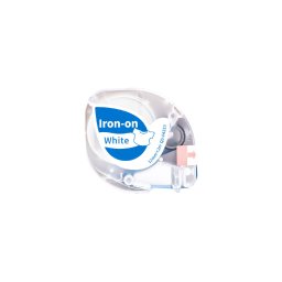 Etichete textile AIMO Iron-On compatibile DYMO LetraTag, 12 mm, albastru pe alb, pentru marcarea hainelor, Q5-FA233