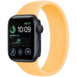 Ceas Smartwatch Apple Watch SE 2 (2022), GPS, 44mm Midnight Aluminum Case, Sunglow Solo Loop