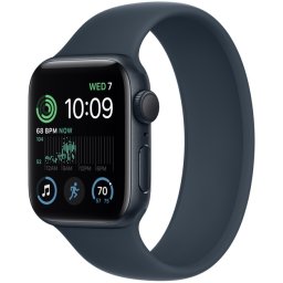 Ceas Smartwatch Apple Watch SE 2 (2022), GPS, 44mm Midnight Aluminum Case, Storm Blue Solo Loop