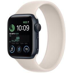 Ceas Smartwatch Apple Watch SE 2 (2022), GPS + Cellular, 44mm Midnight Aluminum Case, Starlight Solo Loop