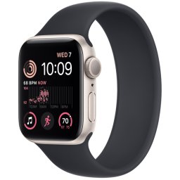 Ceas Smartwatch Apple Watch SE 2 (2022), GPS + Cellular, 44mm Starlight Aluminum Case, Midnight Solo Loop