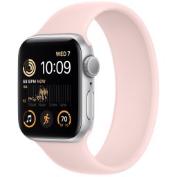 Ceas Smartwatch Apple Watch SE 2 (2022), GPS, 44mm Silver Aluminum Case, Chalk Pink Solo Loop