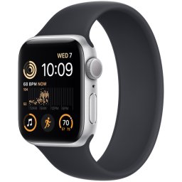 Ceas Smartwatch Apple Watch SE 2 (2022), GPS + Cellular, 44mm Silver Aluminum Case, Midnight Solo Loop