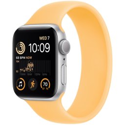 Ceas Smartwatch Apple Watch SE 2 (2022), GPS + Cellular, 40mm Silver Aluminum Case, Sunglow Solo Loop