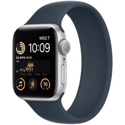Ceas Smartwatch Apple Watch SE 2 (2022), GPS + Cellular, 40mm Silver Aluminum Case, Storm Blue Solo Loop